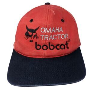 Omaha Tractor Bobcat Snapback Cap Red One Size Adjustable Embroidered 6 Panel KC